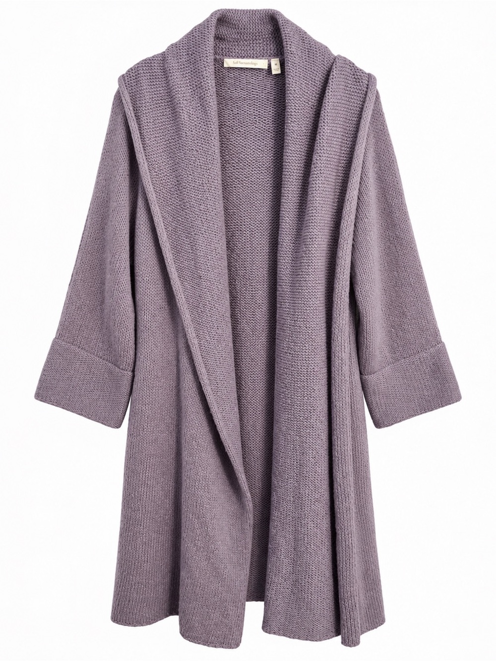 Soft Surroundings Lavender Purple Long Knit Cardigan Women’s M Shawl Collar Cozy
